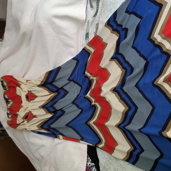 RUE21 Strapless X-Long Maxi Dress-Geometric Design-Lined Bodice-Slip-on-EUC-Sz M - Picture 7 of 10